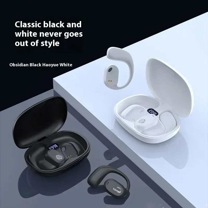 Fones de ouvido Lenovo originais com condução óssea, design elegante, esportivos, sem fio, Bluetooth, som estéreo HiFi, controle por toque, cancelamento de ruído.