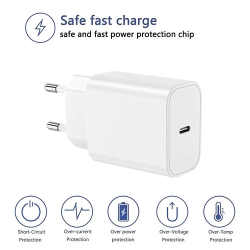 Carregador de parede rápido PD de 35 W para iPhone 11, 12, 13, 14 Pro, XS Max, 8, 14 Plus, X, XR, com cabo de carregamento USB-C e caixa original.