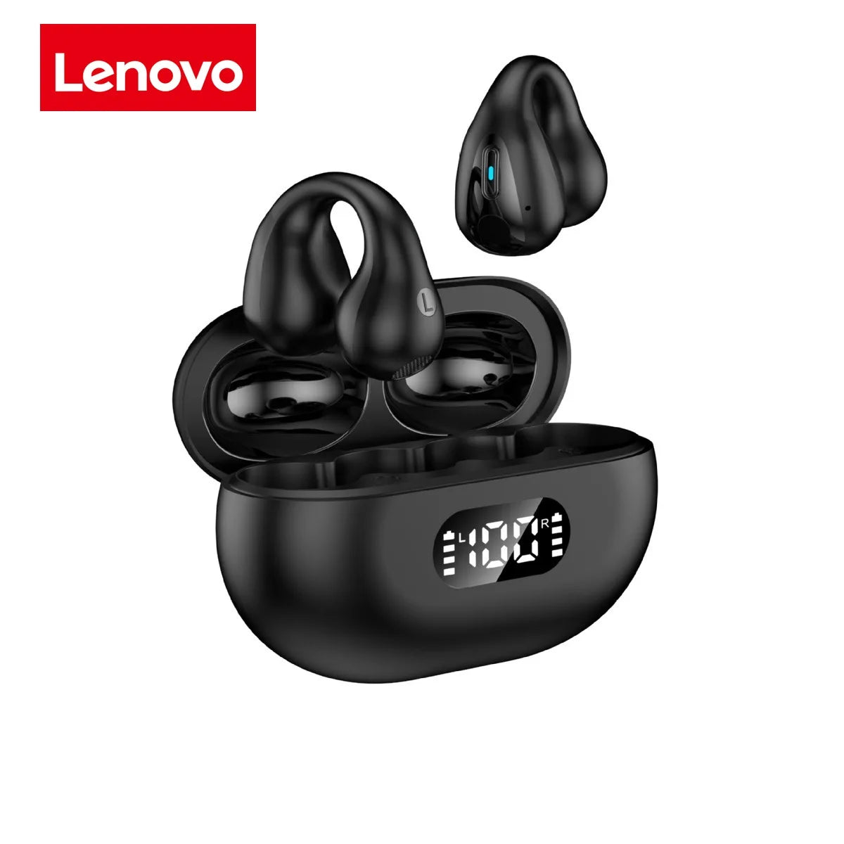Fones de ouvido Lenovo TWS com condução óssea Ambie Sound, fones de ouvido de orelha sem fio Bluetooth, fones de ouvido esportivos.