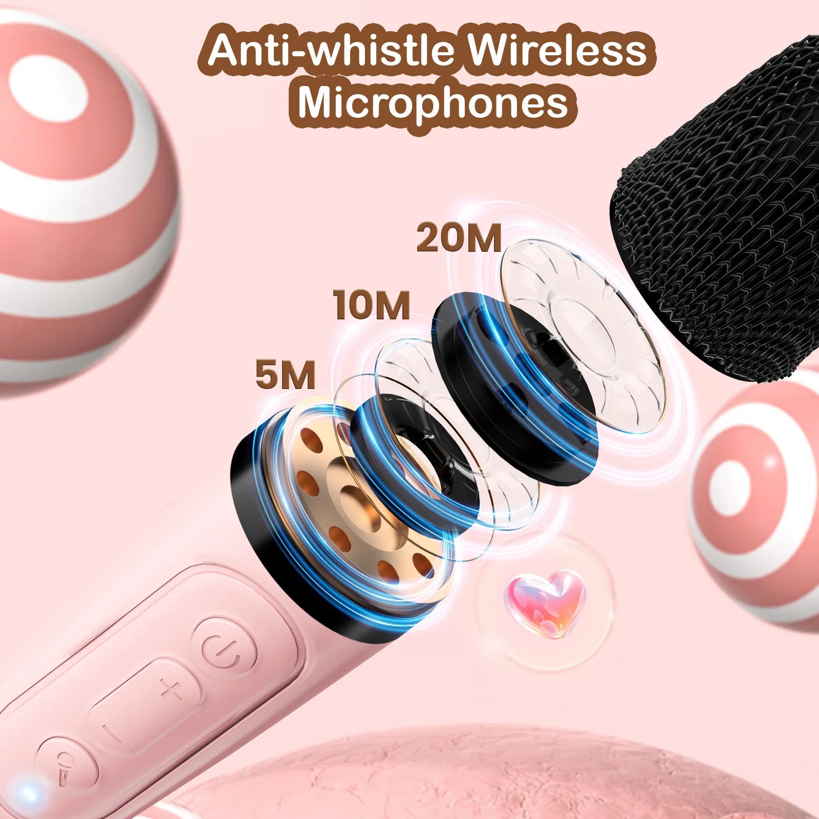 Divirta-se com a Festa - Máquina de Karaokê Bluetooth Portátil de 2 Peças com Sistema de Som 5.3PA e Microfones Sem Fio para Entretenimento Doméstico