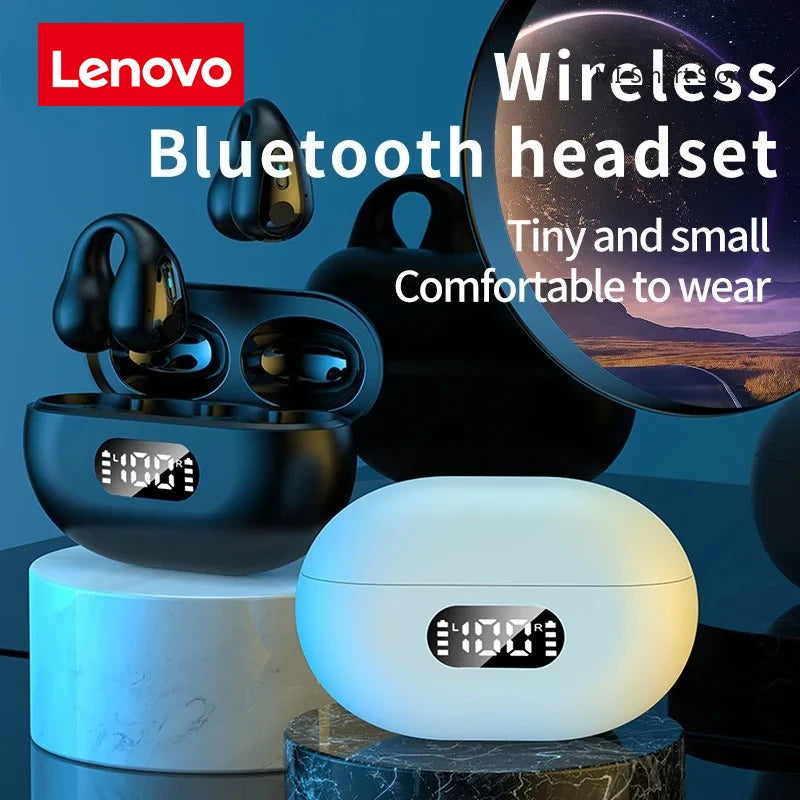 Fones de ouvido Lenovo TWS com condução óssea Ambie Sound, fones de ouvido de orelha sem fio Bluetooth, fones de ouvido esportivos.