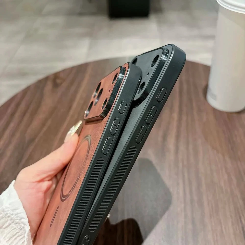 Capas de couro Magsafe à prova de choque para iPhone 17, 16, 15, 14, 13, 12, 11 Pro Max, 16e Plus e Air com carregamento sem fio magnético.