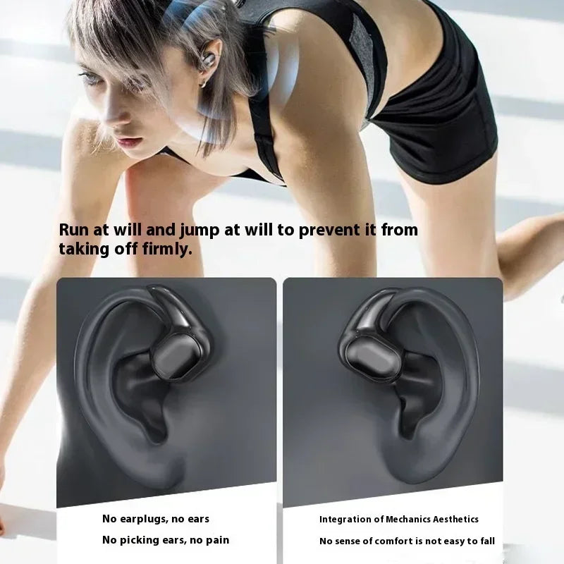 Fones de ouvido Lenovo originais com condução óssea, design elegante, esportivos, sem fio, Bluetooth, som estéreo HiFi, controle por toque, cancelamento de ruído.
