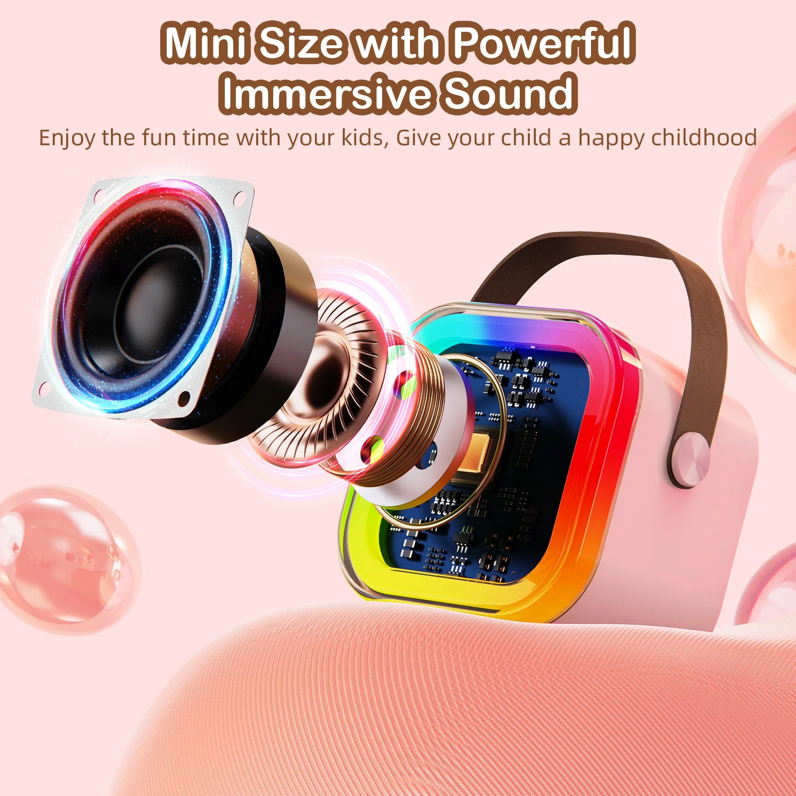 Divirta-se com a Festa - Máquina de Karaokê Bluetooth Portátil de 2 Peças com Sistema de Som 5.3PA e Microfones Sem Fio para Entretenimento Doméstico
