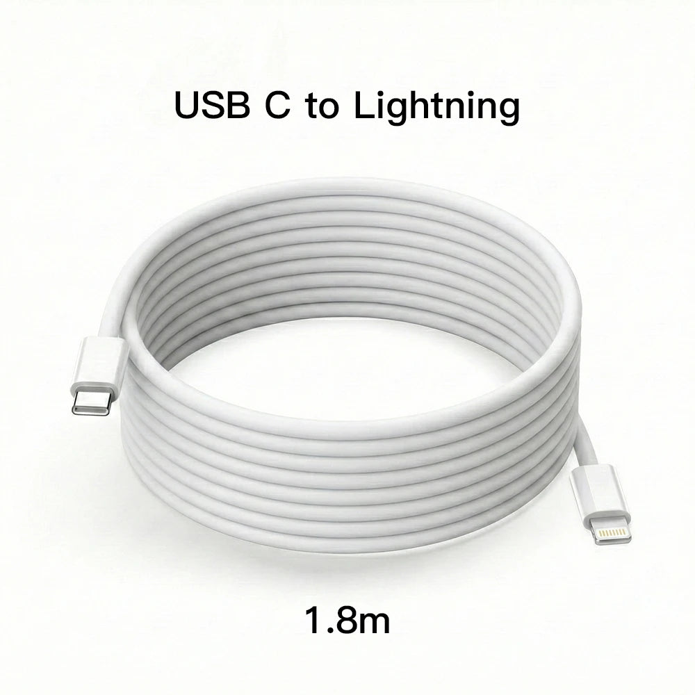 Carregador rápido PD de 30 W para iPhone 12, 13, 14, 15, 16, 17 Pro Max Plus, cabo de carregamento rápido USB-C para Lightning, adaptador de energia tipo C para C.