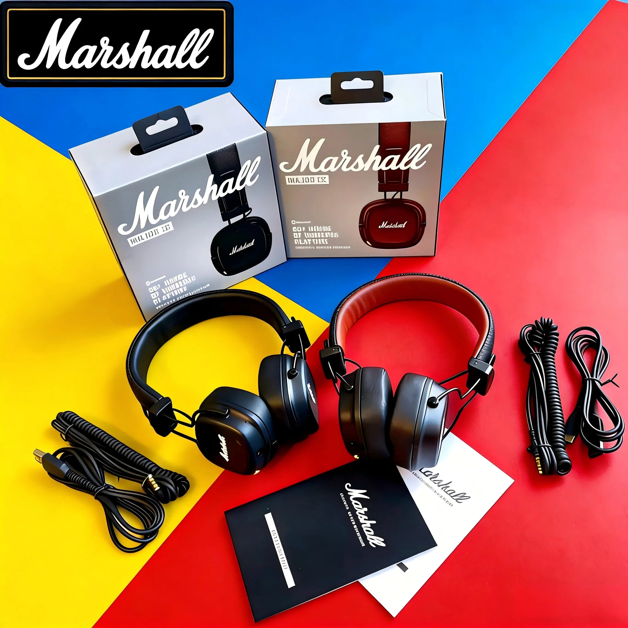 Fones de ouvido sem fio Marshall Major V 5 On-Ear - Bluetooth com som estéreo de graves profundos, fone de ouvido esportivo para jogos com microfone.