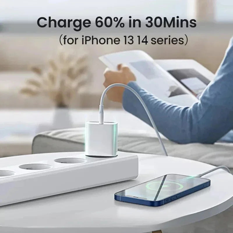Carregador de parede rápido PD de 35 W para iPhone 11, 12, 13, 14 Pro, XS Max, 8, 14 Plus, X, XR, com cabo de carregamento USB-C e caixa original.