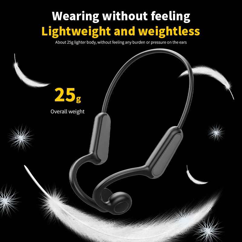 Fones de ouvido de condução óssea True Bone Conduct, Bluetooth 5.3, esportivos, sem fio, com gancho de orelha, à prova d'água, ideais para corrida e direção.